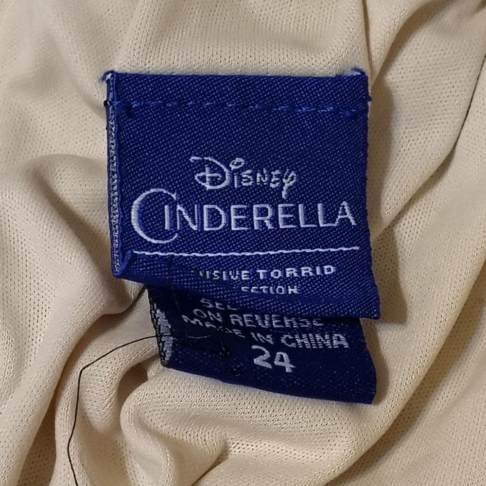 Disney Cinderella Blue Teal Floral Striped‎ Lace Up Babydoll Dress Size 24 - Picture 6 of 9